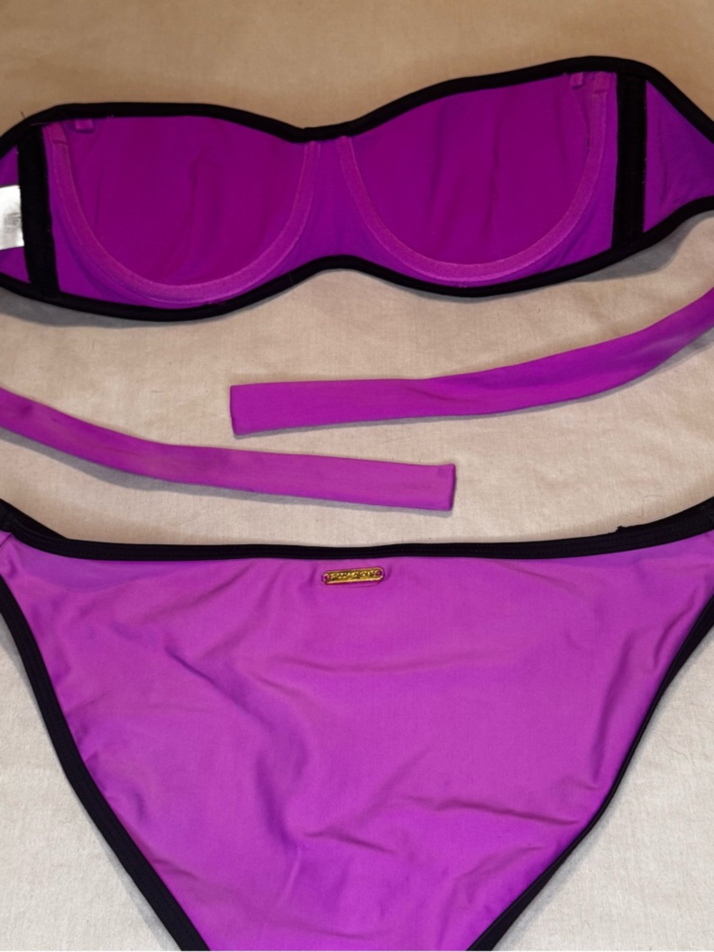 Vintage Body Glove Bikini XS Strapless Colorblock Mesh Swim Set - Picture 5 of 9